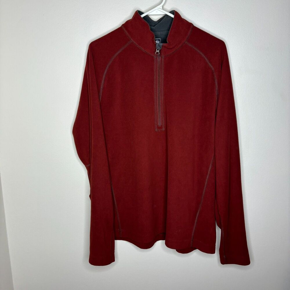 REI 1/4 Zip Jacket size Medium Pullover Mock Neck Collar Red Maroon